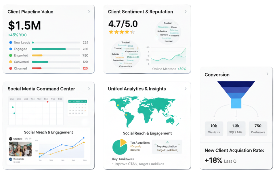 CRM analytics dashboard with performance metrics