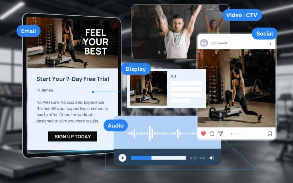 Fitness advertisement with multimedia elements